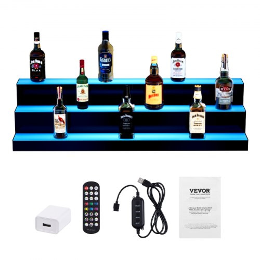 LED Liquor Bottle Display Lighted Bar Shelf With App Remote Control 8