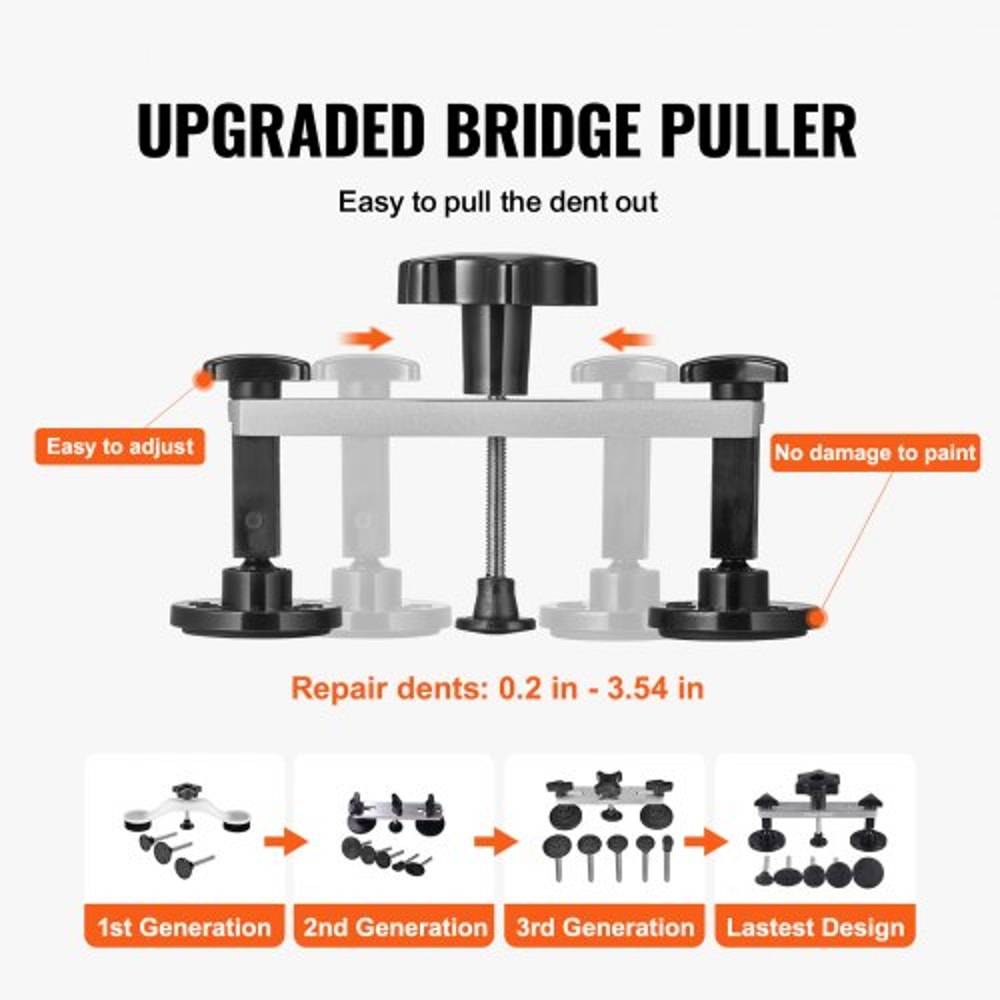Paintless Dent Repair Kit With Golden Lifter Bridge Puller For Car Dent Removal 1