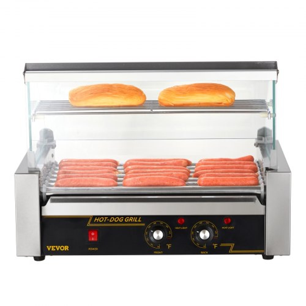 Commercial Hot Dog Roller Grill With Bun Warmer Dual Temp Control 18 Capacity Stainless Cooker 9