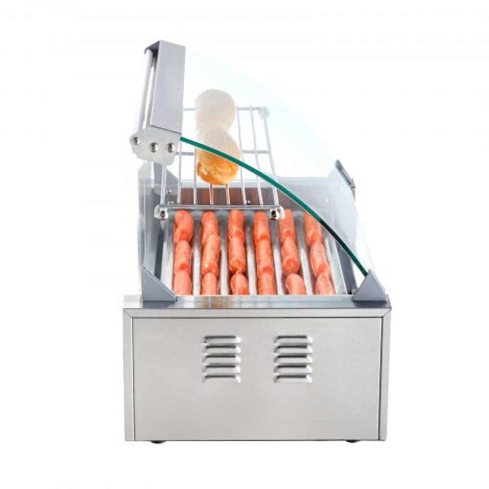 Commercial Hot Dog Roller Grill With Bun Warmer Dual Temp Control 18 Capacity Stainless Cooker 10