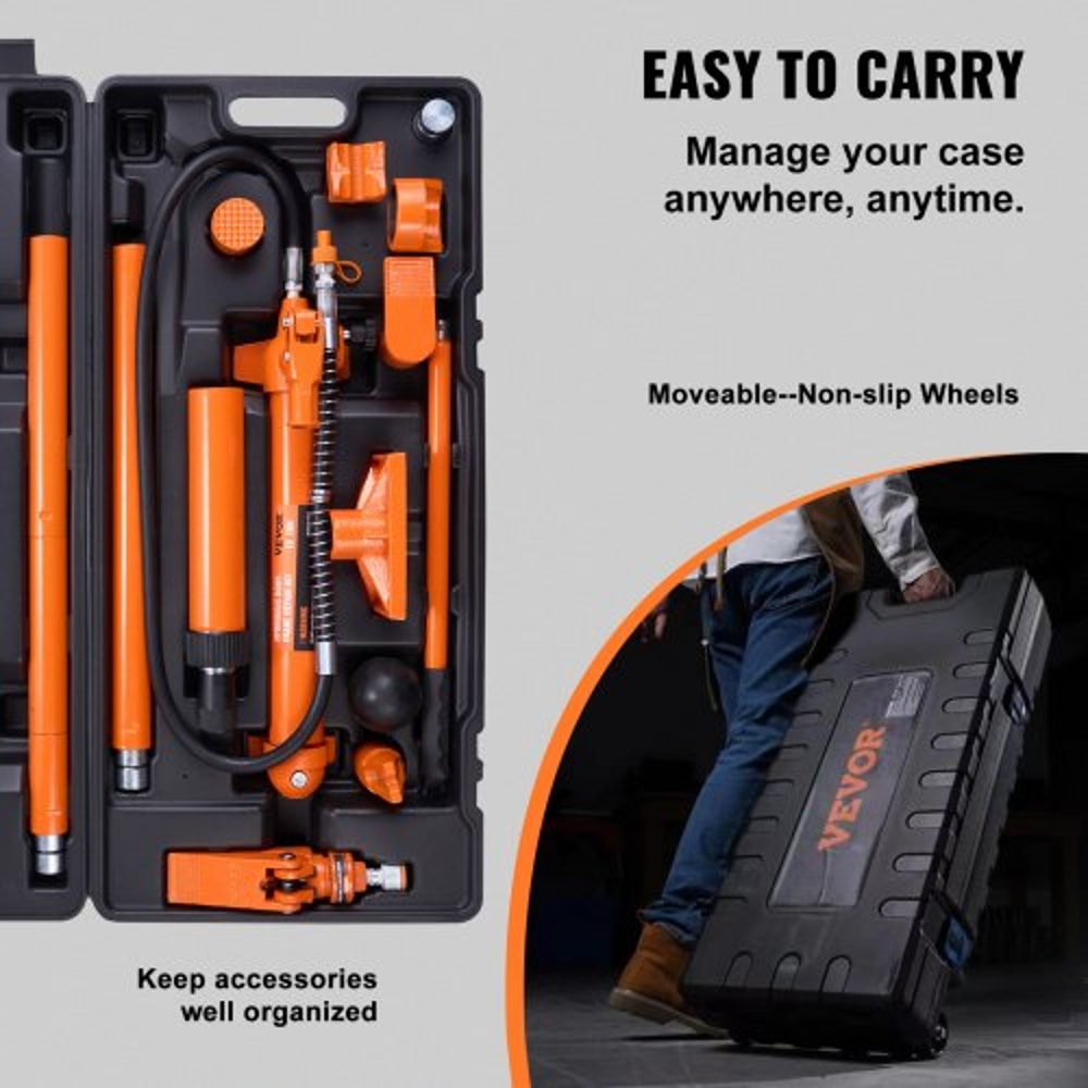 Hydraulic Porta Power Kit With Pump Ram Heavy Duty Auto Body Frame Repair Tool Set 5