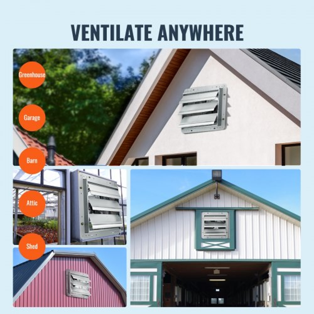 Heave Duty Shutter Exhaust Fan With Speed Controller Wall Mount Attic Ventilation Fan 5
