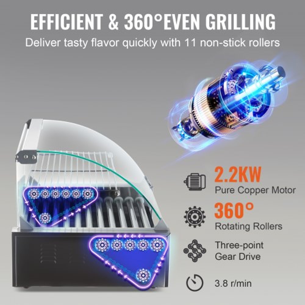 Commercial Hot Dog Roller Grill Rollers High Capacity Stainless Steel Sausage Cooker With Bun Warme 4