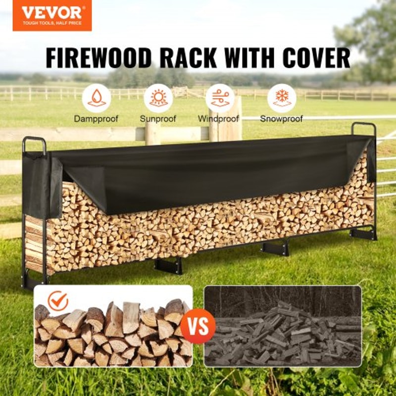 Heavy Duty Firewood Rack With Cover Outdoor Firewood Storage Rack Waterproof Log Holder 1