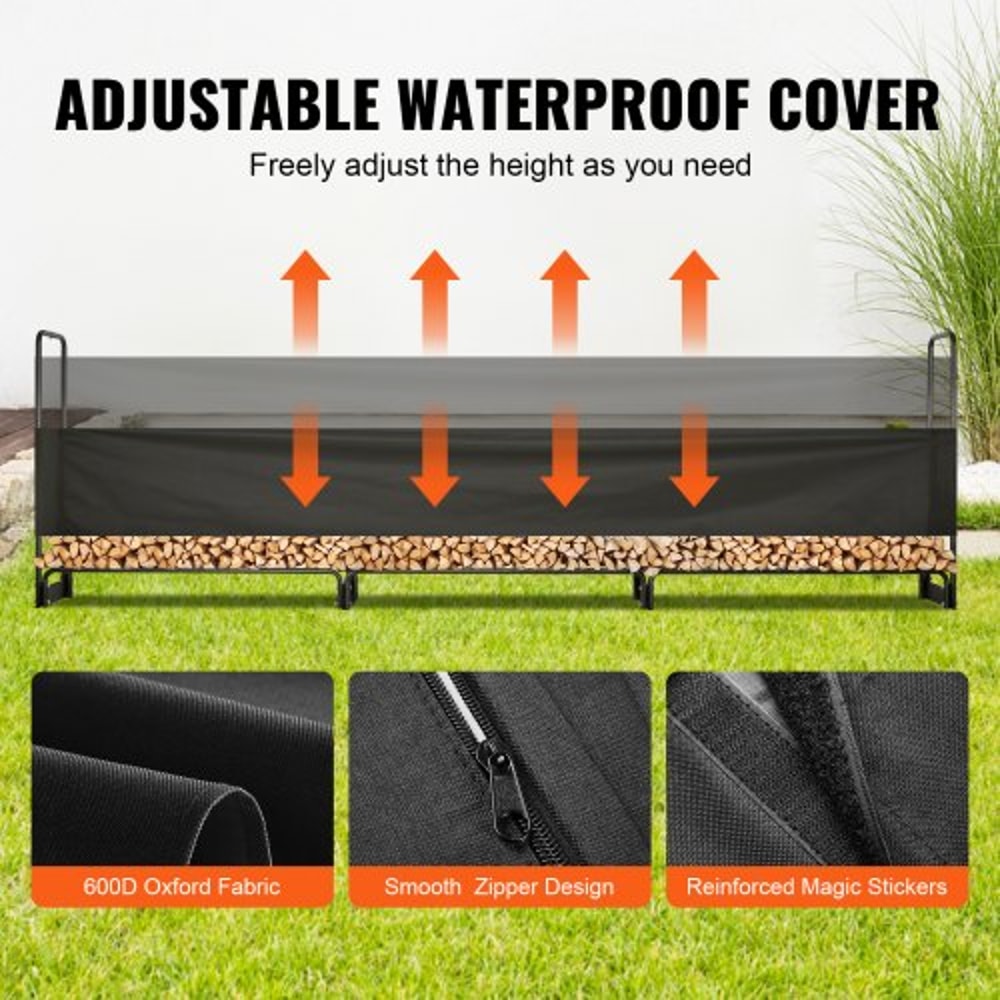 Heavy Duty Firewood Rack With Cover Outdoor Firewood Storage Rack Waterproof Log Holder 2