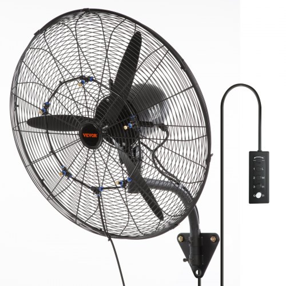 Heavy Duty Wall Mount Misting Fan CFM High Velocity Oscillating Waterproof Industrial Cooling Fan 0