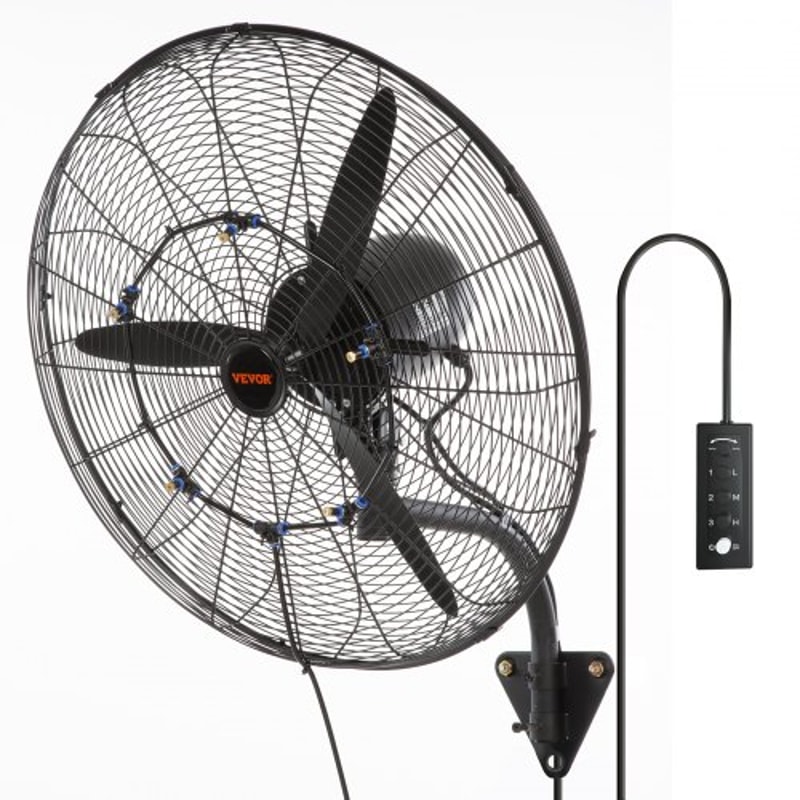 Heavy Duty Wall Mount Misting Fan CFM High Velocity Oscillating Waterproof Industrial Cooling Fan 0