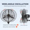 Heavy Duty Wall Mount Misting Fan CFM High Velocity Oscillating Waterproof Industrial Cooling Fan 3