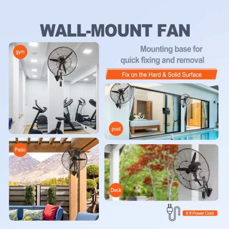 Heavy Duty Wall Mount Misting Fan CFM High Velocity Oscillating Waterproof Industrial Cooling Fan 5