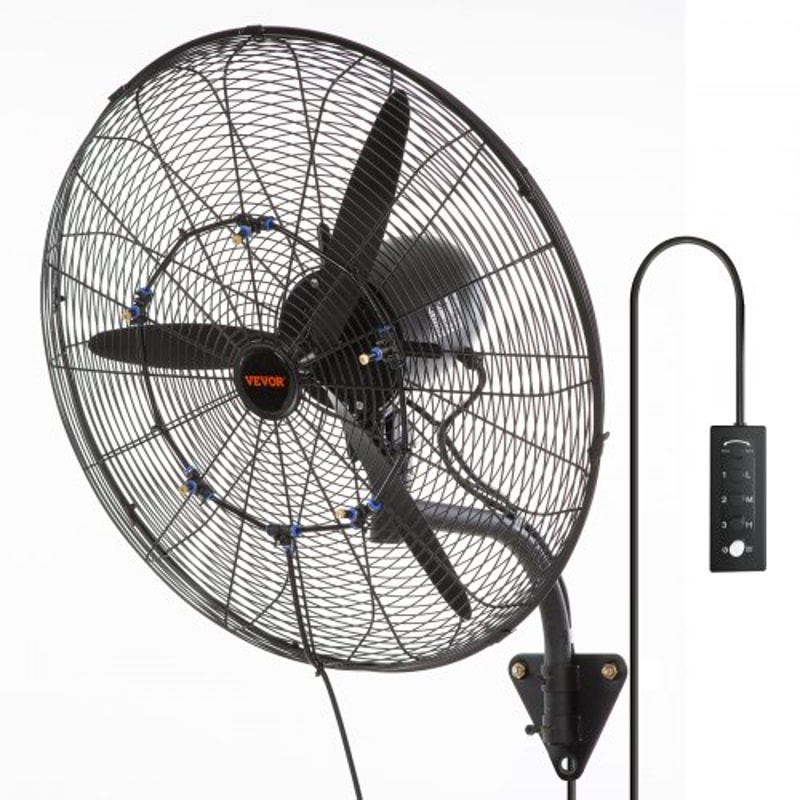 Heavy Duty Wall Mount Misting Fan CFM High Velocity Oscillating Waterproof Industrial Cooling Fan 7