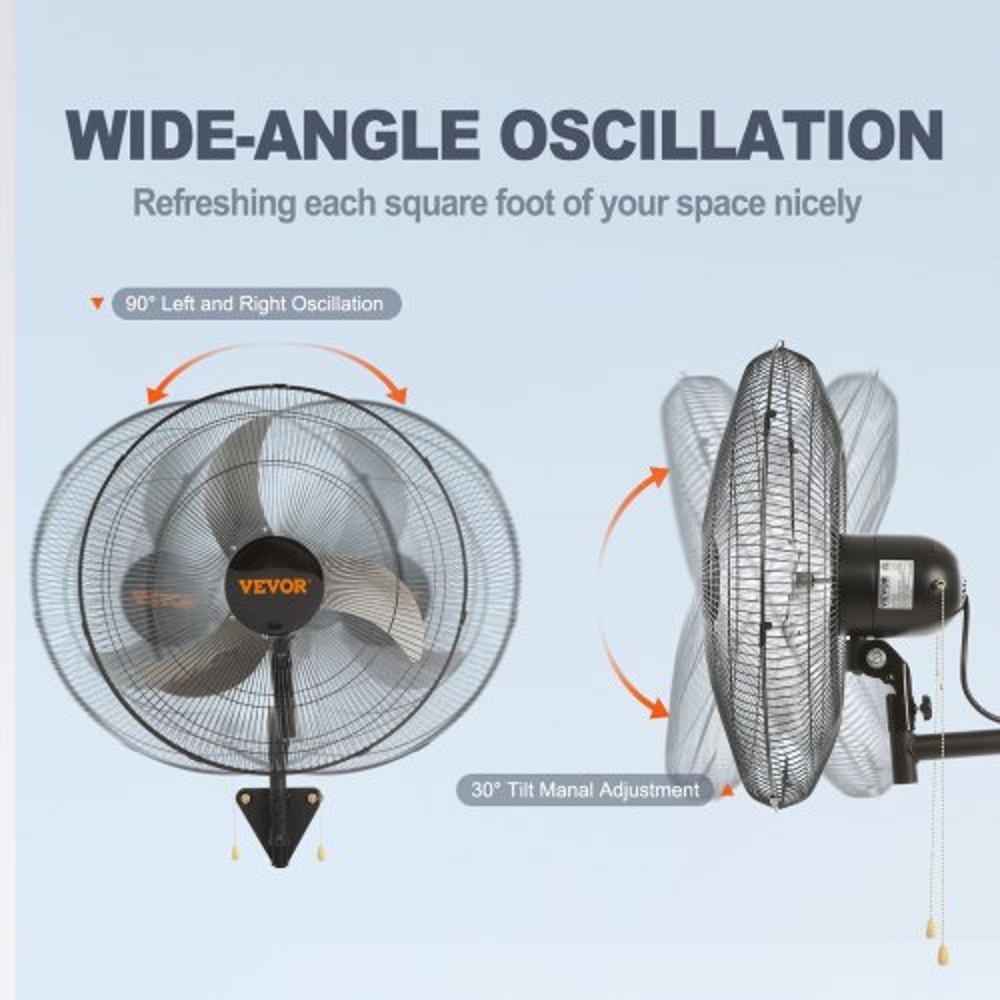 High Velocity Wall Mount Fan With Oscillation CFM Industrial Cooling 4