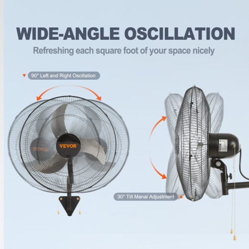 High Velocity Wall Mount Fan With Oscillation CFM Industrial Cooling 4