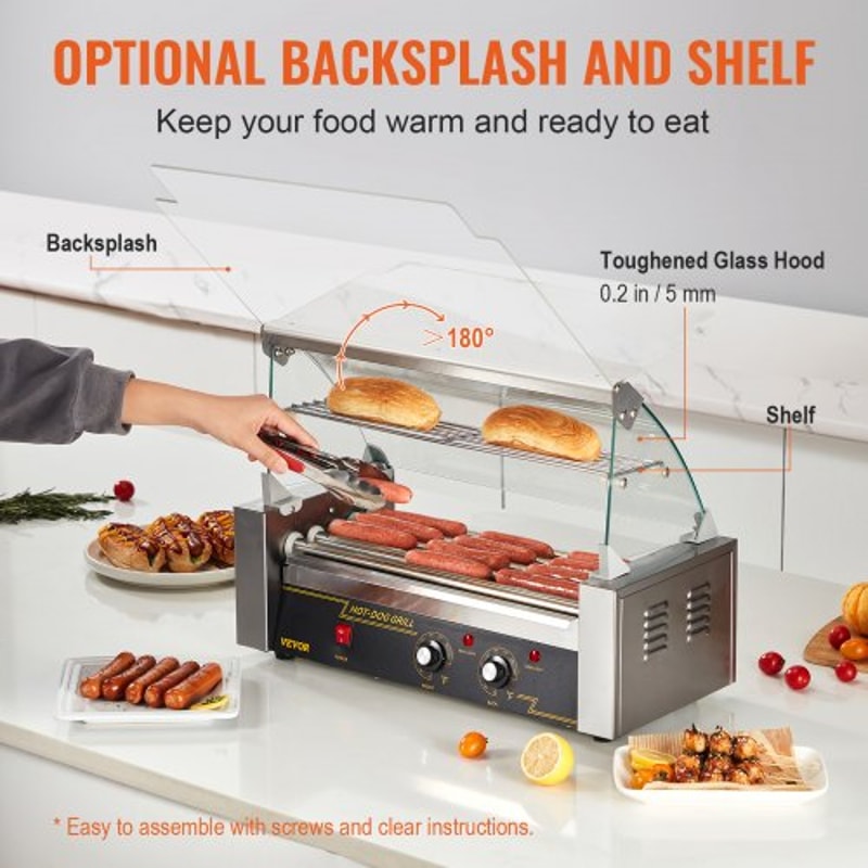 Commercial Hot Dog Roller Grill Rollers High Capacity With Bun Warmer Dual Temp Control 1