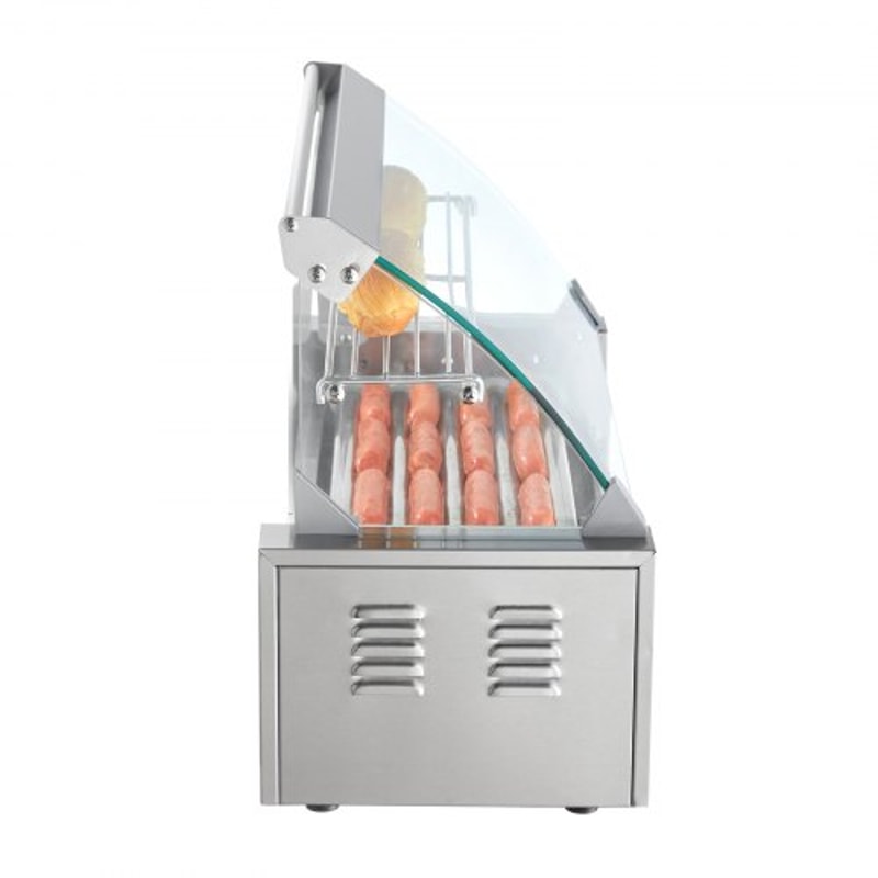 Commercial Hot Dog Roller Grill Rollers High Capacity With Bun Warmer Dual Temp Control 10