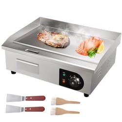 commercial electric griddle flat top grill with adjustable temperature stainless steel countertop bbq plate
