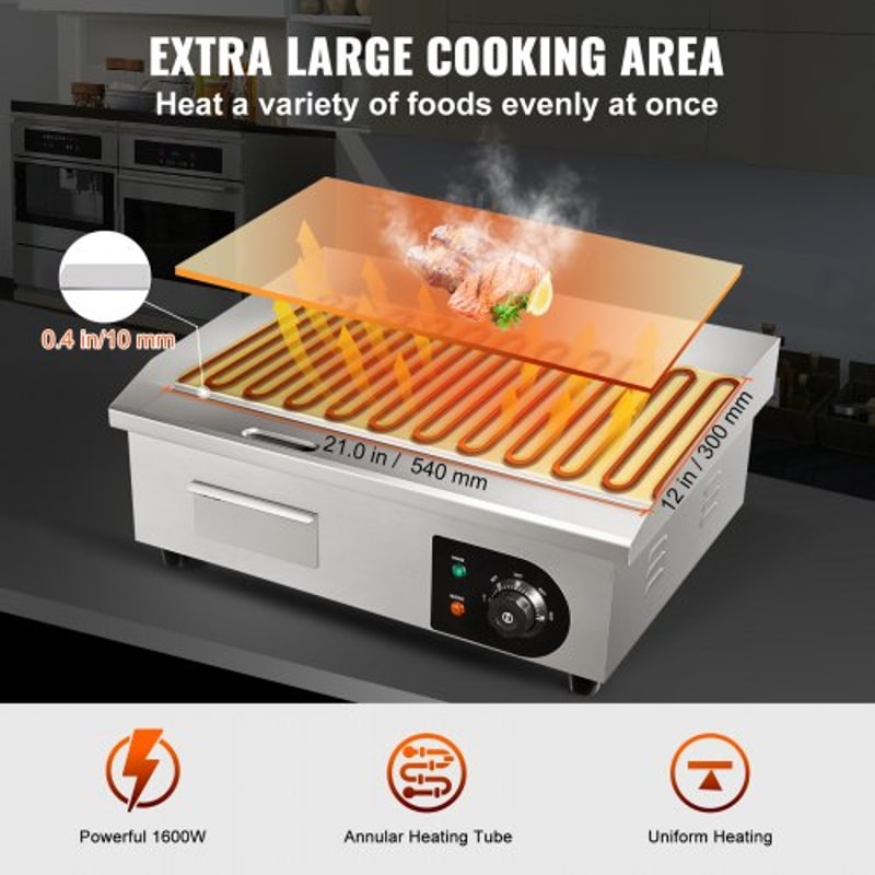 Commercial Electric Griddle Flat Top Grill With Adjustable Temperature Stainless Steel Countertop B 1