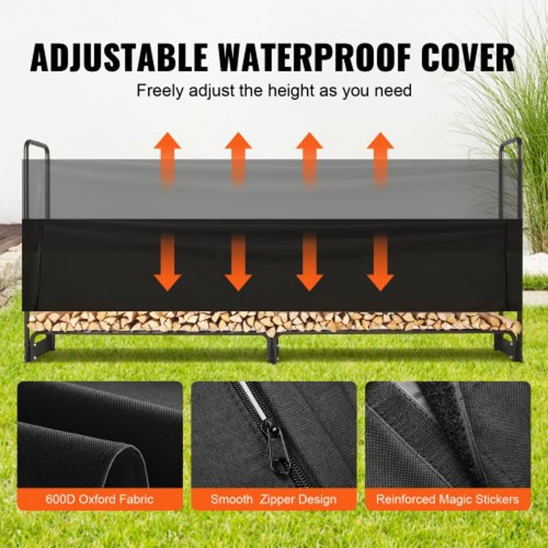 Heavy Duty Outdoor Firewood Rack With Cover Waterproof Log Storage Holder For Patio And Fireplace 1
