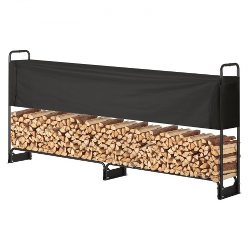Heavy Duty Outdoor Firewood Rack With Cover Waterproof Log Storage Holder For Patio And Fireplace 7