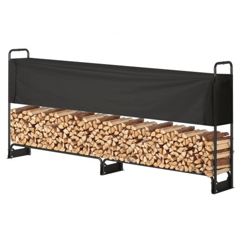 Heavy Duty Outdoor Firewood Rack With Cover Waterproof Log Storage Holder For Patio And Fireplace 7