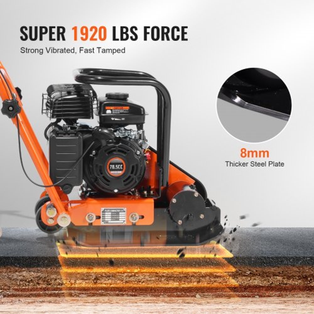 Heavy Duty Plate Compactor Gas Powered Vibratory Soil Compactor For Pavers Asphalt Landscaping 3