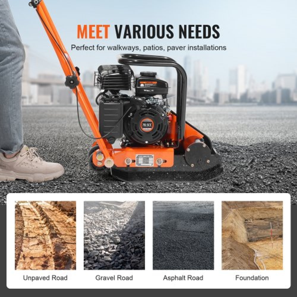 Heavy Duty Plate Compactor Gas Powered Vibratory Soil Compactor For Pavers Asphalt Landscaping 5