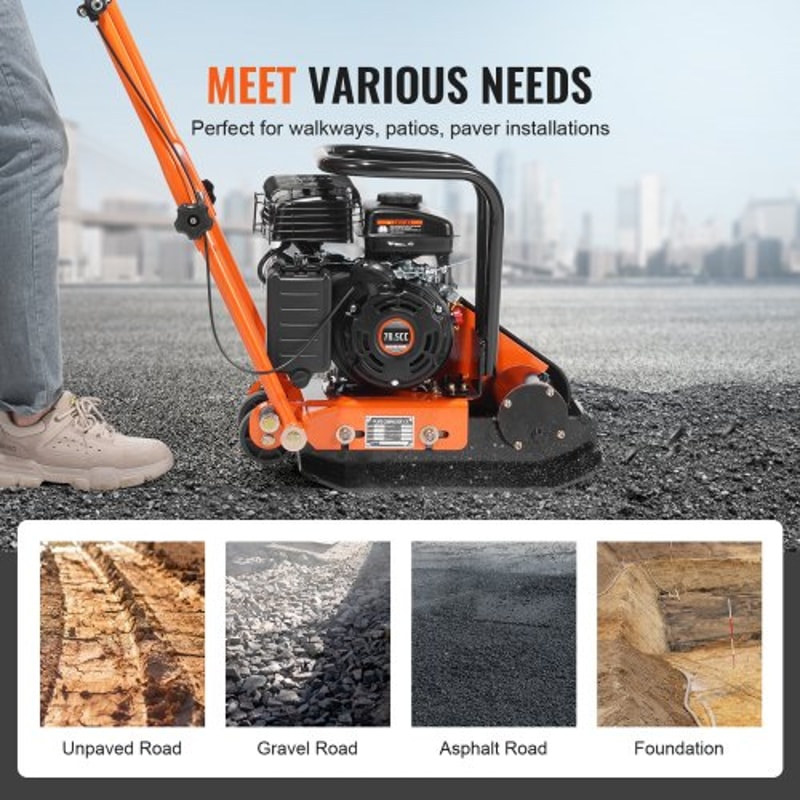 Heavy Duty Plate Compactor Gas Powered Vibratory Soil Compactor For Pavers Asphalt Landscaping 5