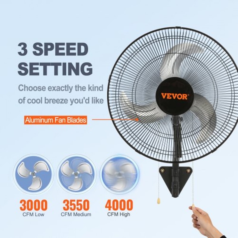 Oscillating Wall Mount Fan CFM High Velocity Industrial Cooling Fan 2