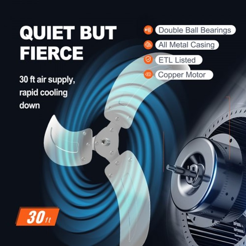 Oscillating Wall Mount Fan CFM High Velocity Industrial Cooling Fan 4