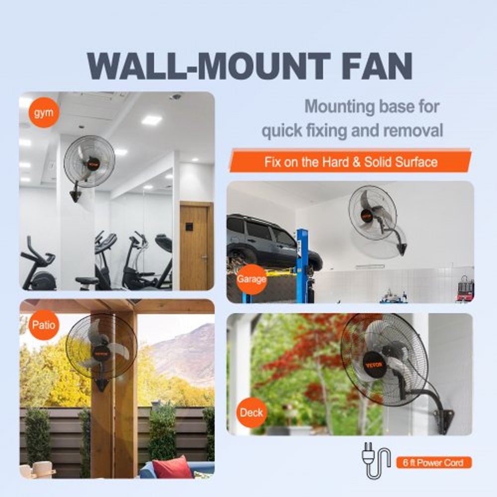 Oscillating Wall Mount Fan CFM High Velocity Industrial Cooling Fan 5