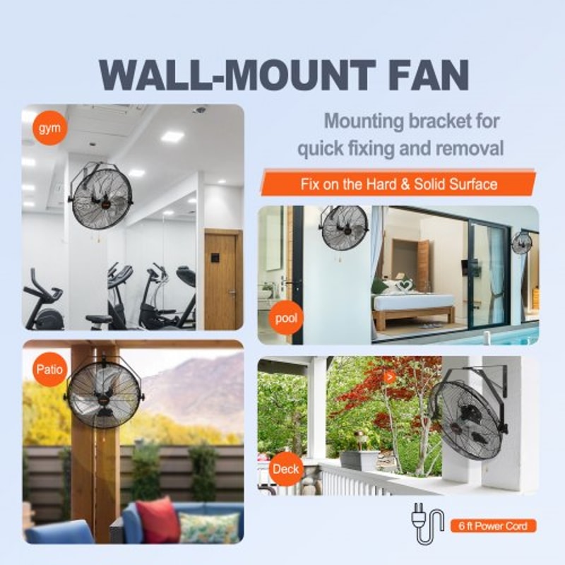 Wall Mount Fan High Velocity Waterproof Oscillating Industrial Fan 5