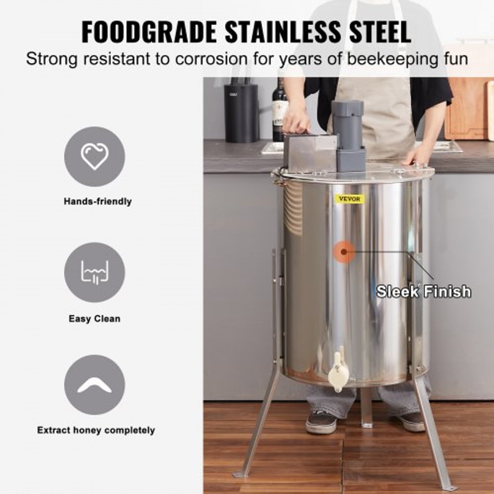 Electric Honey Extractor Frame Stainless Steel Honey Spinner With Adjustable Stand 3