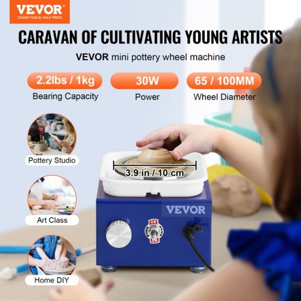 Mini Pottery Wheel Kit With Adjustable Speed Dual Turntables For Beginners And Kids 1
