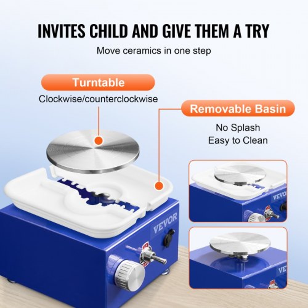 Mini Pottery Wheel Kit With Adjustable Speed Dual Turntables For Beginners And Kids 2