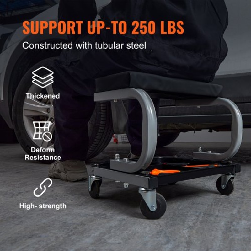Heavy Duty Rolling Creeper Seat With Tool Tray Storage High Lb Mechanic Stool 3