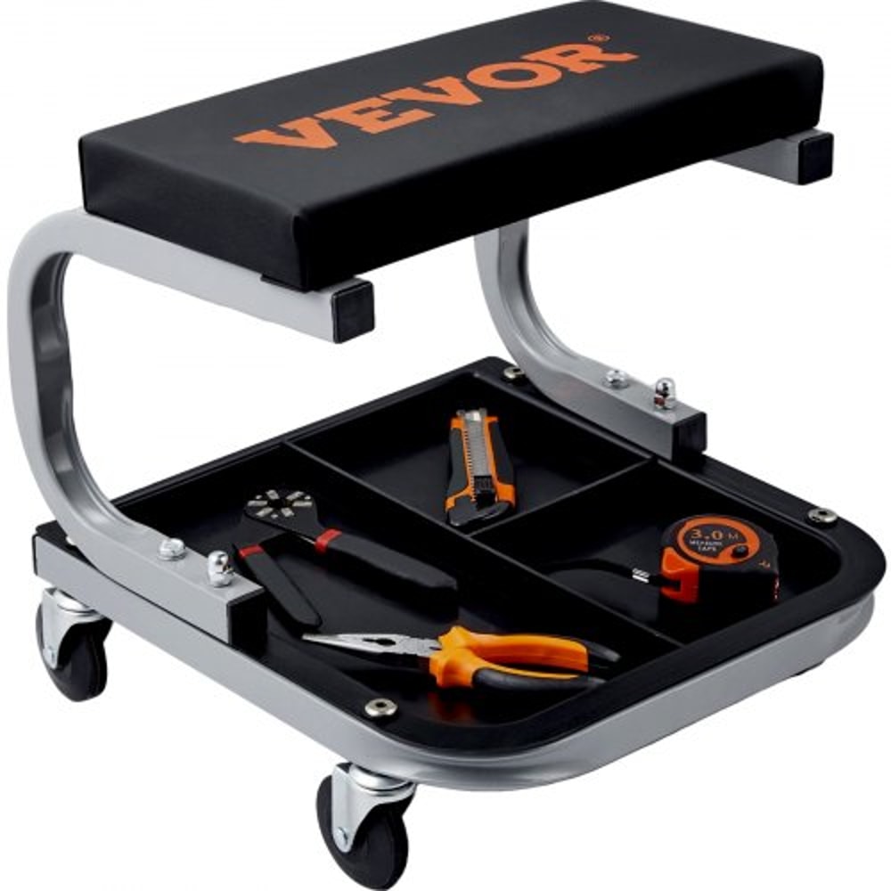 Heavy Duty Rolling Creeper Seat With Tool Tray Storage High Lb Mechanic Stool 7