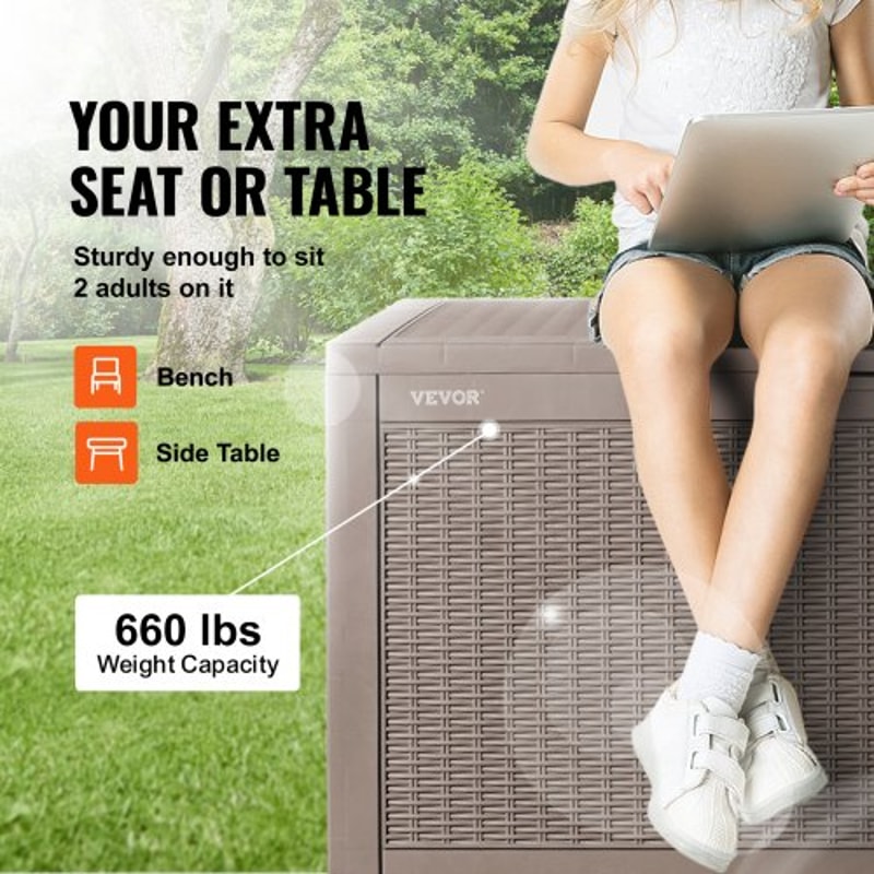 Outdoor Storage Deck Box With Lock Waterproof Patio Storage Bench 2