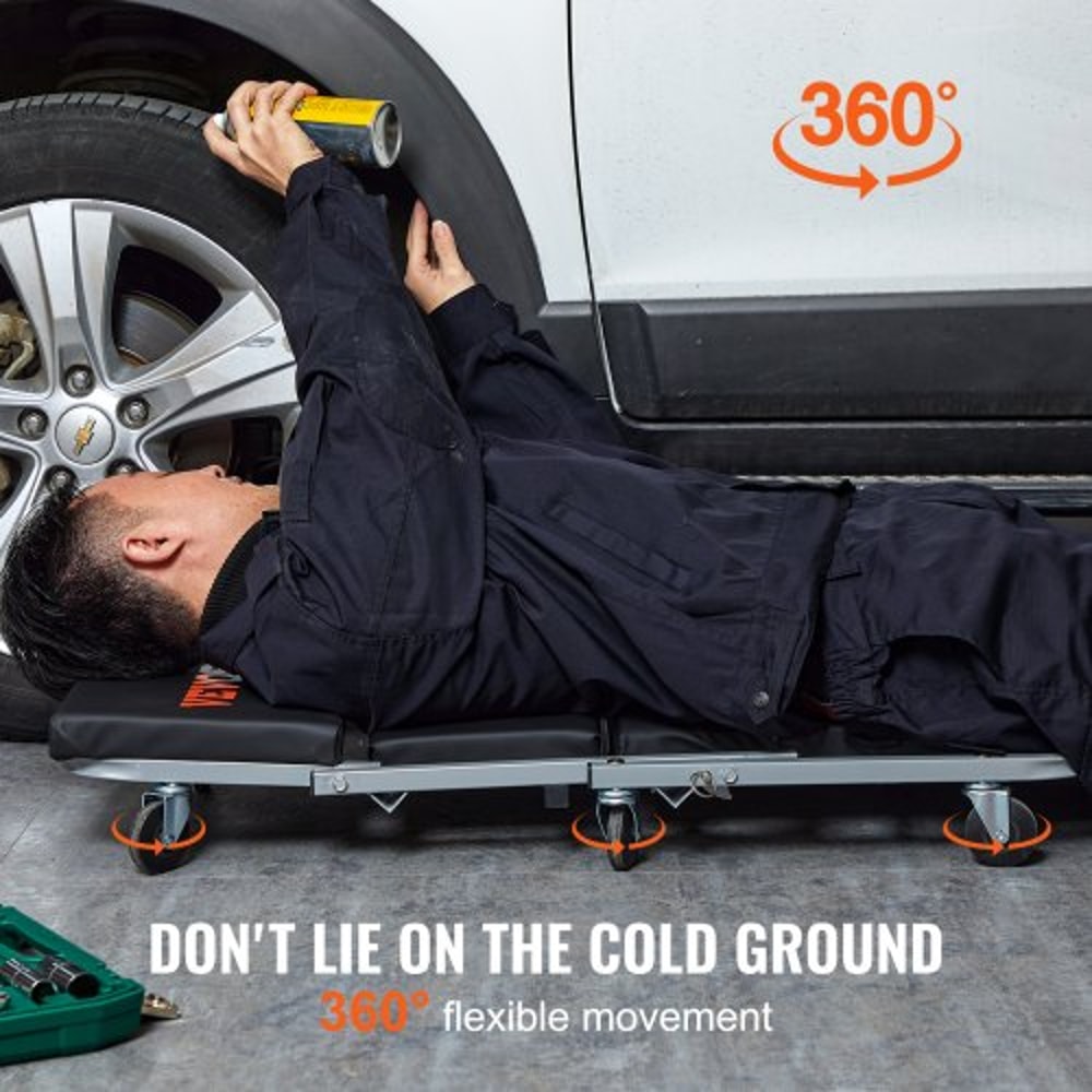 Rolling Mechanic Creeper Seat Heavy Duty Garage Stool High Lbs Capacity 2