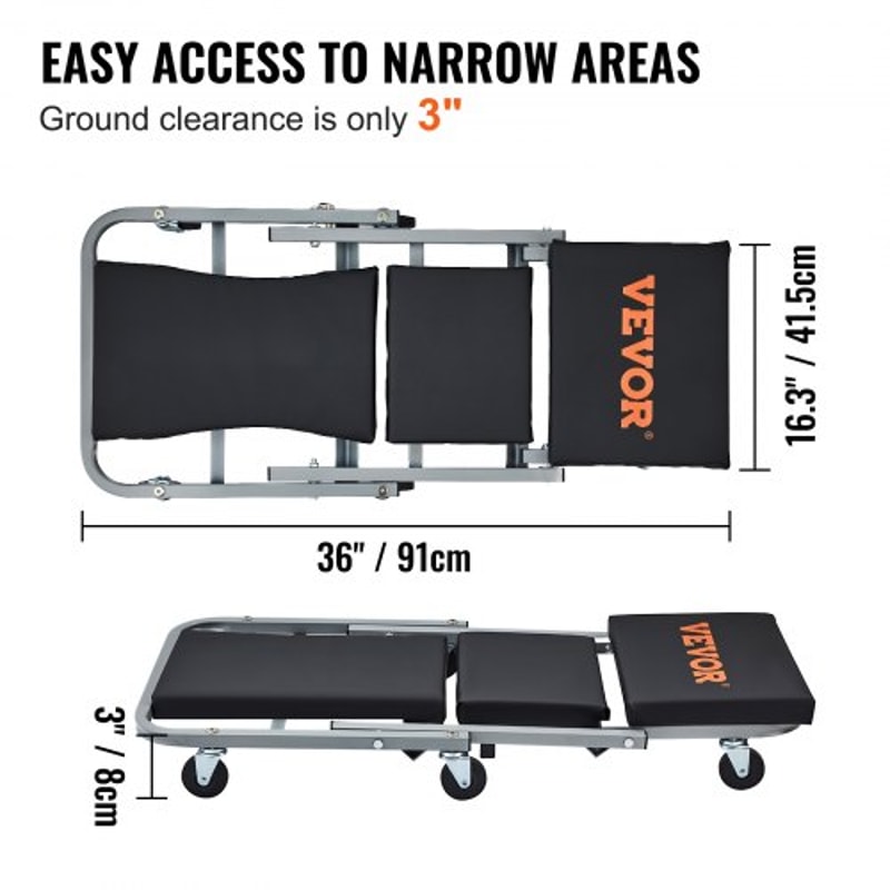 Rolling Mechanic Creeper Seat Heavy Duty Garage Stool High Lbs Capacity 5