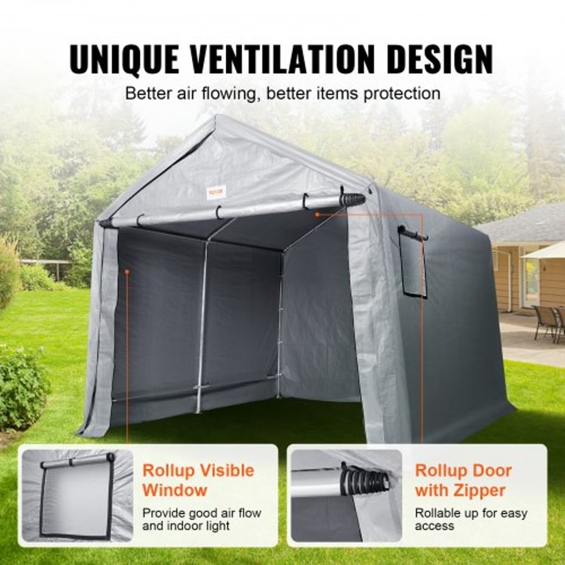 Portable Storage Shed Heavy Duty Outdoor Storage Shelter With RollUp Door Vent Windows 2