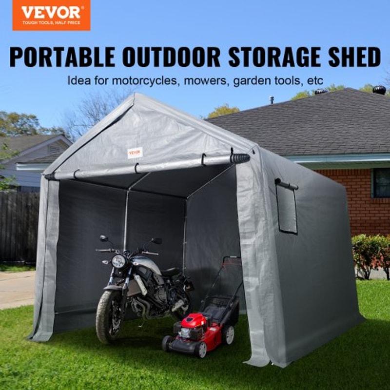 Portable Storage Shed Heavy Duty Outdoor Storage Shelter With RollUp Door Vent Windows 1