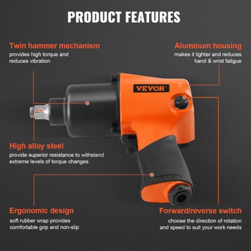 Air Impact Wrench High Lbs High Torque Pneumatic Impact Gun 2