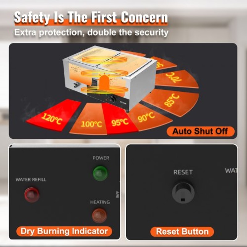 Commercial Food Warmer Electric Steam Table Stainless Steel Buffet Bain Marie 3