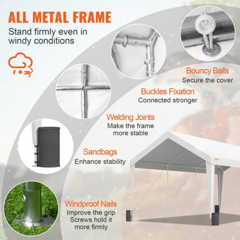 Heavy Duty Portable Carport Shelter Waterproof UV Resistant Garage Tent For SUV Truck Boat 1