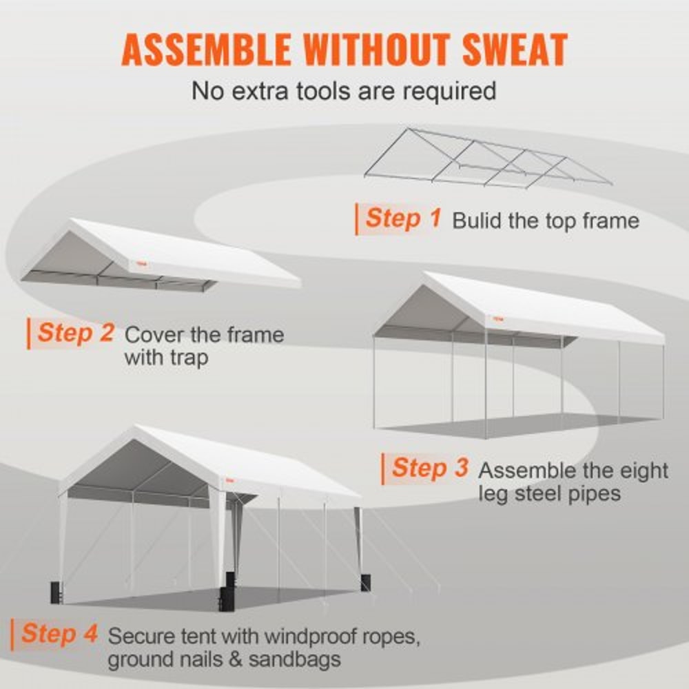 Heavy Duty Portable Carport Shelter Waterproof UV Resistant Garage Tent For SUV Truck Boat 4