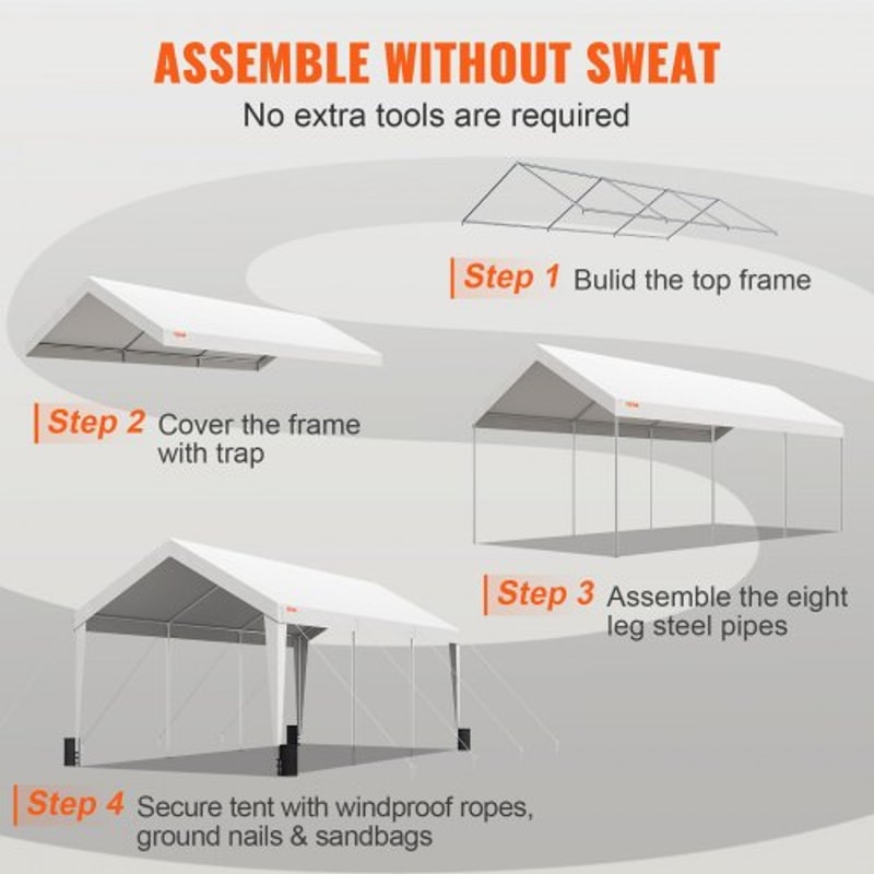 Heavy Duty Portable Carport Shelter Waterproof UV Resistant Garage Tent For SUV Truck Boat 4