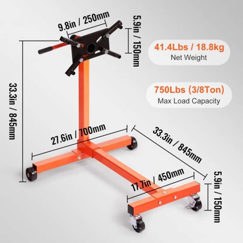 Engine Stand with Rotating Head & Heavy Duty Steel Frame for Auto Repair