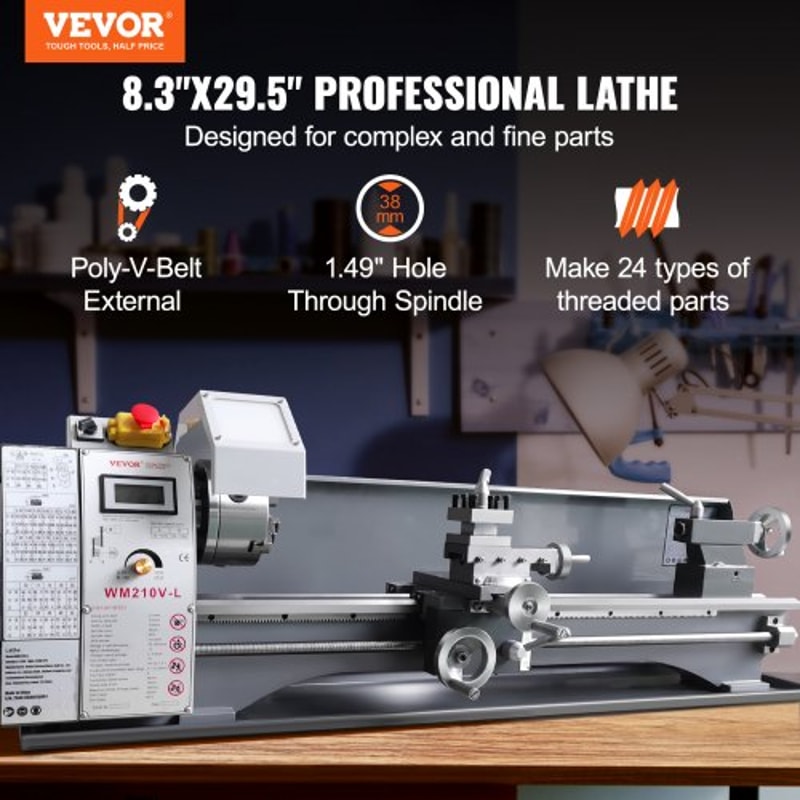Precision Benchtop Metal Lathe Variable Speed Mini Lathe For Metalworking 2