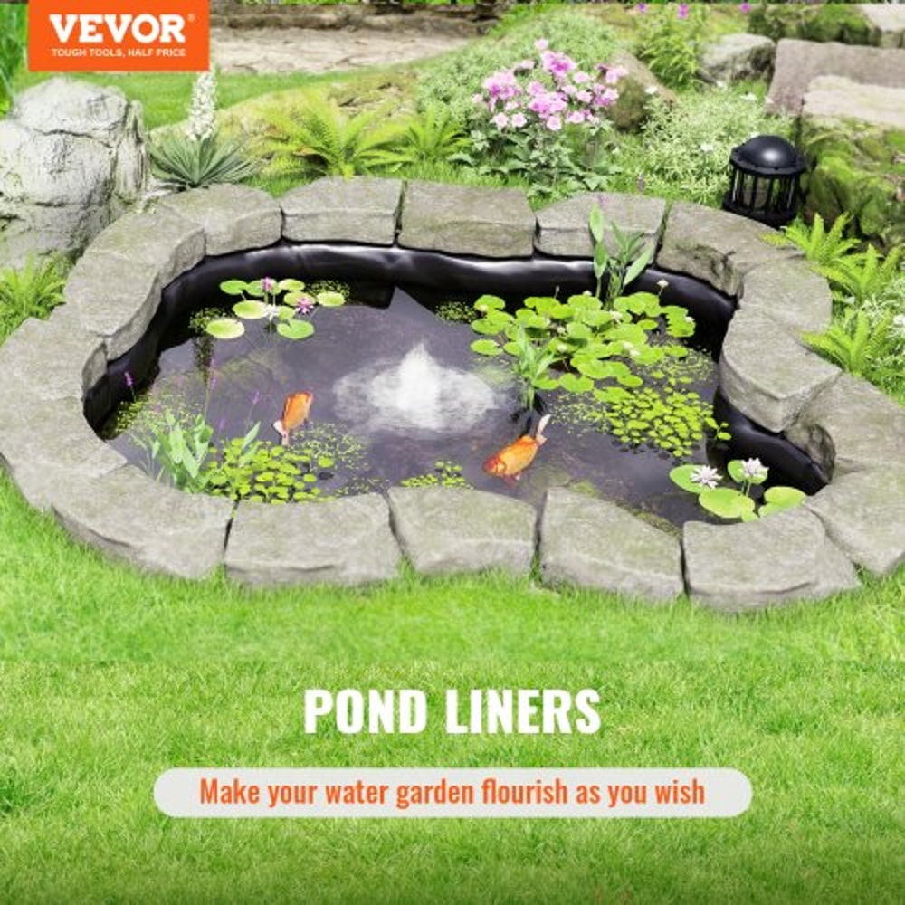 Pond Liner Heavy Duty Flexible Waterproof Pond Liner for Koi Fish Ponds & Water Gardens