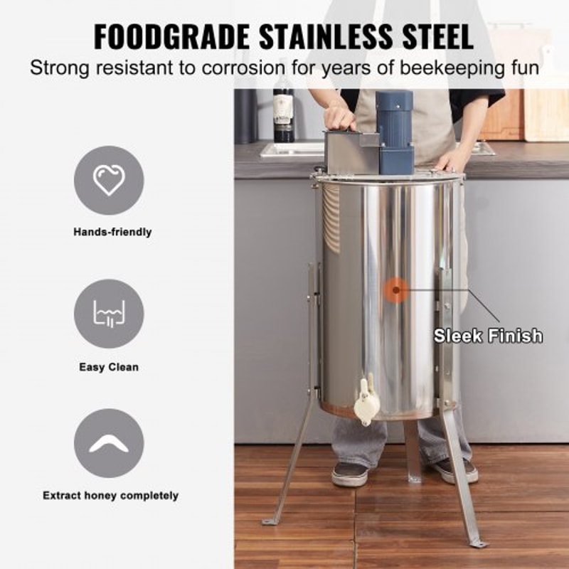 Heave Duty Electric Honey Extractor Frame Stainless Steel Honey Spinner with Adjustable Stand