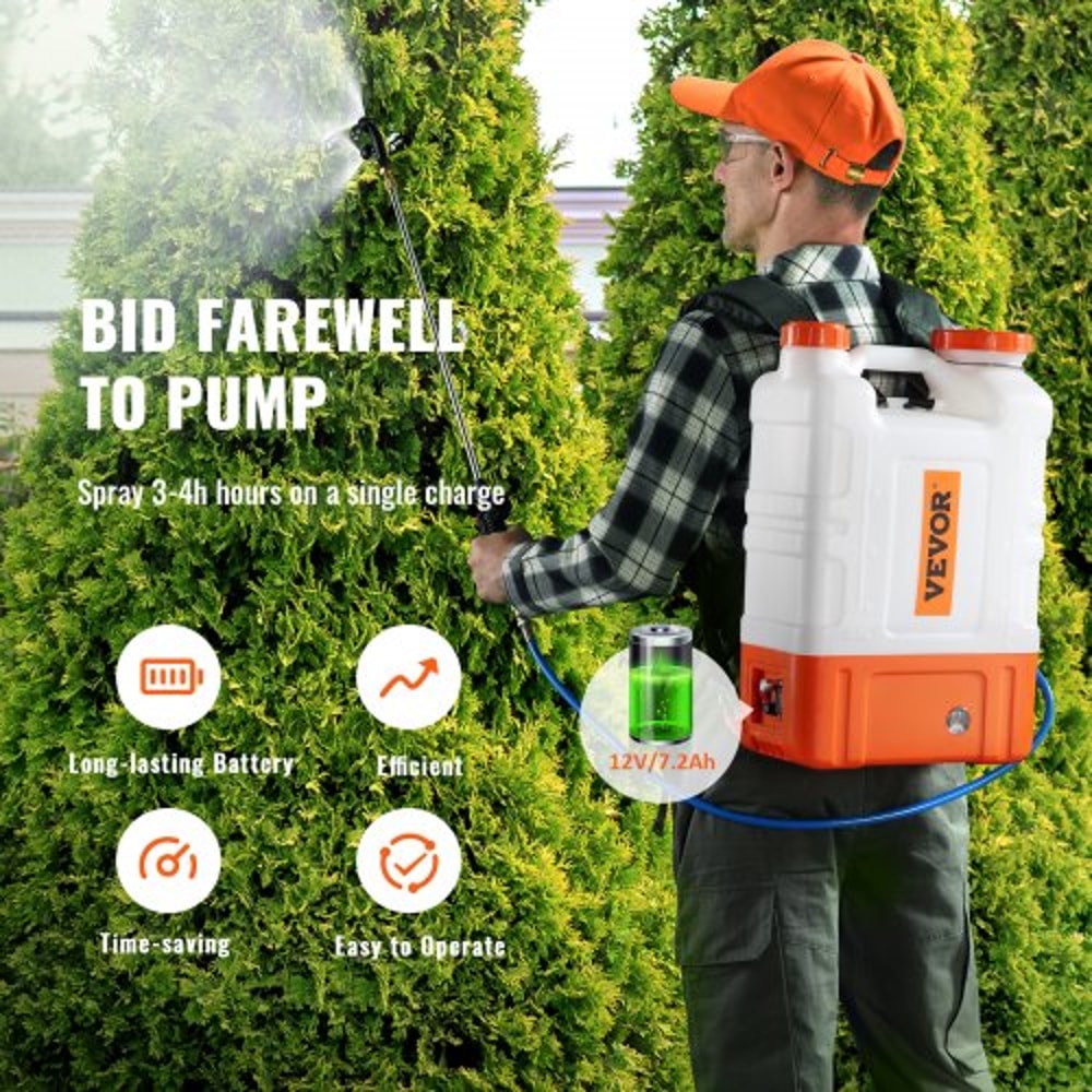 Battery Powered Backpack Sprayer With Cart Adjustable Pressure PSI Nozzles Dual Wands 2